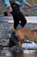 Black Nickers. Women's cooling leggings for fishing. drirelease GEO cool fabric is moisture-wicking, quick-drying, 3000% better thermal conductivity. Small-batch manufactured. Founded, owned, designed and sewn by women.
